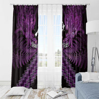 Personalised Aotearoa Matariki Window Curtain Purple Fern Maori Poutama