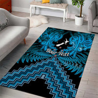 Personalised Aotearoa Matariki Area Rug Turquoise Fern Maori Poutama