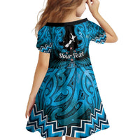 Personalised Aotearoa Matariki Family Matching Long Sleeve Bodycon Dress and Hawaiian Shirt Turquoise Fern Maori Poutama LT01 - Polynesian Pride