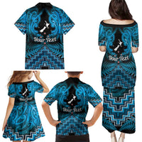 Personalised Aotearoa Matariki Family Matching Puletasi and Hawaiian Shirt Turquoise Fern Maori Poutama