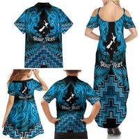 Personalised Aotearoa Matariki Family Matching Summer Maxi Dress and Hawaiian Shirt Turquoise Fern Maori Poutama LT01 - Polynesian Pride