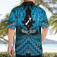 Personalised Aotearoa Matariki Hawaiian Shirt Turquoise Fern Maori Poutama
