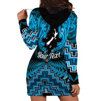 Personalised Aotearoa Matariki Hoodie Dress Turquoise Fern Maori Poutama