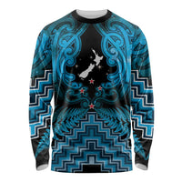 Personalised Aotearoa Matariki Long Sleeve Shirt Turquoise Fern Maori Poutama