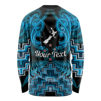 Personalised Aotearoa Matariki Long Sleeve Shirt Turquoise Fern Maori Poutama