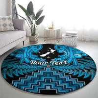 Personalised Aotearoa Matariki Round Carpet Turquoise Fern Maori Poutama