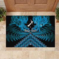 Personalised Aotearoa Matariki Rubber Doormat Turquoise Fern Maori Poutama