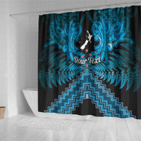 Personalised Aotearoa Matariki Shower Curtain Turquoise Fern Maori Poutama