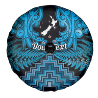 Personalised Aotearoa Matariki Spare Tire Cover Turquoise Fern Maori Poutama