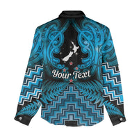 Personalised Aotearoa Matariki Women Casual Shirt Turquoise Fern Maori Poutama