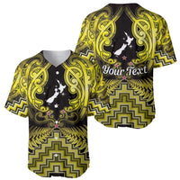 Personalised Aotearoa Matariki Baseball Jersey Yellow Fern Maori Poutama