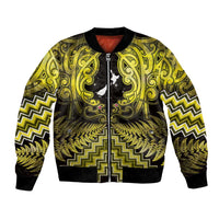 Personalised Aotearoa Matariki Bomber Jacket Yellow Fern Maori Poutama