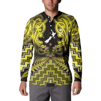 Personalised Aotearoa Matariki Button Sweatshirt Yellow Fern Maori Poutama