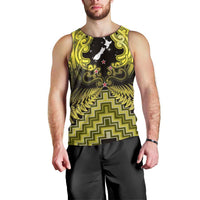 Personalised Aotearoa Matariki Men Tank Top Yellow Fern Maori Poutama