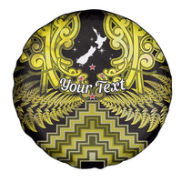 Personalised Aotearoa Matariki Spare Tire Cover Yellow Fern Maori Poutama