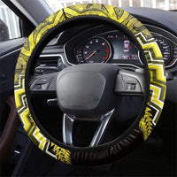 Aotearoa Matariki Steering Wheel Cover Yellow Fern Maori Poutama