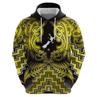 Personalised Aotearoa Matariki Zip Hoodie Yellow Fern Maori Poutama