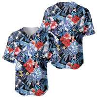 Hawaii Tropicana Blue Pattern Baseball Jersey - Polynesian Pride