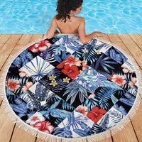 Hawaii Tropicana Blue Pattern Beach Blanket - Polynesian Pride