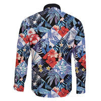 Hawaii Tropicana Blue Pattern Family Matching Off Shoulder Maxi Dress and Hawaiian Shirt - Polynesian Pride