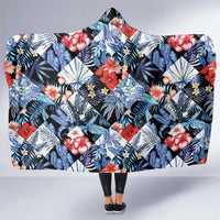 Hawaii Tropicana Blue Pattern Hooded Blanket - Polynesian Pride