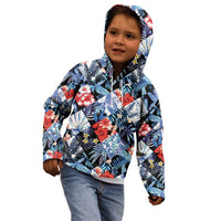Hawaii Tropicana Blue Pattern Kid Hoodie - Polynesian Pride