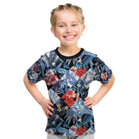 Hawaii Tropicana Blue Pattern Kid T Shirt - Polynesian Pride