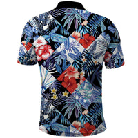 Hawaii Tropicana Blue Pattern Polo Shirt - Polynesian Pride