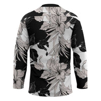 Black White Monotone Tropical Flowers Pattern Hockey Jersey LT01 - Polynesian Pride