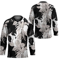 Black White Monotone Tropical Flowers Pattern Hockey Jersey LT01 - Polynesian Pride