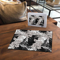 Black White Monotone Tropical Flowers Pattern Puzzle - Polynesian Pride