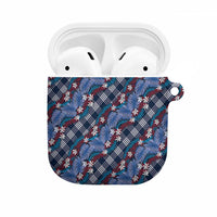 Polynesian Monstera Tiare Floral AirPods Case Royal Blue Tropical Plaid - Polynesian Pride