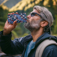 Polynesian Monstera Tiare Floral 4 in 1 Can Cooler Tumbler Royal Blue Tropical Plaid - Polynesian Pride