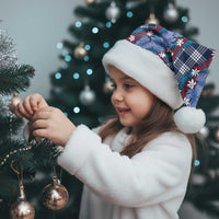 Polynesian Monstera Tiare Floral Christmas Santa Hat Royal Blue Tropical Plaid - Polynesian Pride