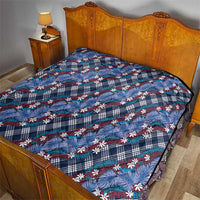 Polynesian Monstera Tiare Floral Quilt Royal Blue Tropical Plaid - Polynesian Pride