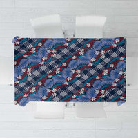 Polynesian Monstera Tiare Floral Tablecloth Royal Blue Tropical Plaid - Polynesian Pride