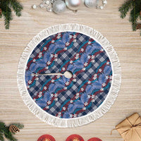 Polynesian Monstera Tiare Floral Tree Skirt Royal Blue Tropical Plaid - Polynesian Pride
