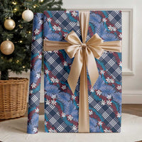 Polynesian Monstera Tiare Floral Wrapping Paper Royal Blue Tropical Plaid - Polynesian Pride