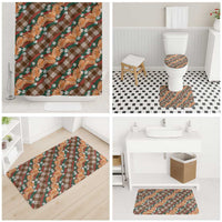 Polynesian Monstera Tiare Floral Bathroom Set Chocolate Brown Tropical Plaid LT01 - Polynesian Pride