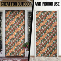 Polynesian Monstera Tiare Floral Door Cover Chocolate Brown Tropical Plaid - Polynesian Pride