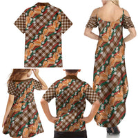 Polynesian Monstera Tiare Floral Family Matching Summer Maxi Dress and Hawaiian Shirt Chocolate Brown Tropical Plaid - Polynesian Pride