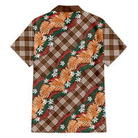 Polynesian Monstera Tiare Floral Hawaiian Shirt Chocolate Brown Tropical Plaid - Polynesian Pride