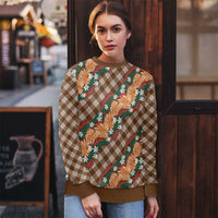 Polynesian Monstera Tiare Floral Ugly Christmas Sweater Chocolate Brown Tropical Plaid - Polynesian Pride