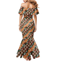 Polynesian Monstera Tiare Floral Mermaid Dress Chocolate Brown Tropical Plaid - Polynesian Pride