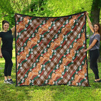 Polynesian Monstera Tiare Floral Quilt Chocolate Brown Tropical Plaid LT01 - Polynesian Pride