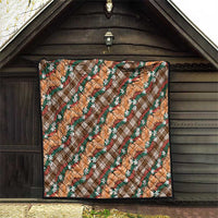 Polynesian Monstera Tiare Floral Quilt Chocolate Brown Tropical Plaid LT01 - Polynesian Pride