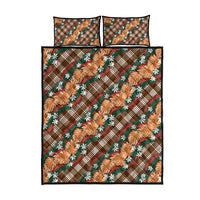 Polynesian Monstera Tiare Floral Quilt Bed Set Chocolate Brown Tropical Plaid LT01 - Polynesian Pride