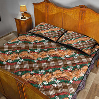 Polynesian Monstera Tiare Floral Quilt Bed Set Chocolate Brown Tropical Plaid LT01 - Polynesian Pride