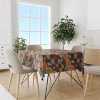 Polynesian Monstera Tiare Floral Tablecloth Chocolate Brown Tropical Plaid - Polynesian Pride