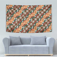 Polynesian Monstera Tiare Floral Tapestry Chocolate Brown Tropical Plaid LT01 - Polynesian Pride